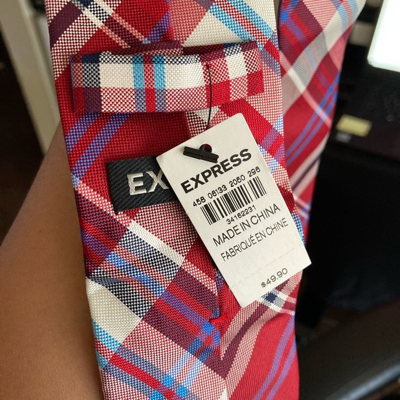 Express Tie Red Plaid - Picture 3 of 3